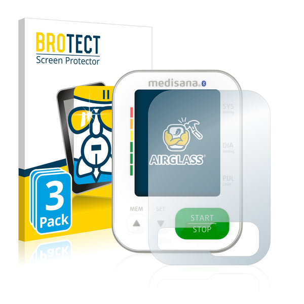 3x BROTECT AirGlass Glass Screen Protector for Medisana BU 570 Connect