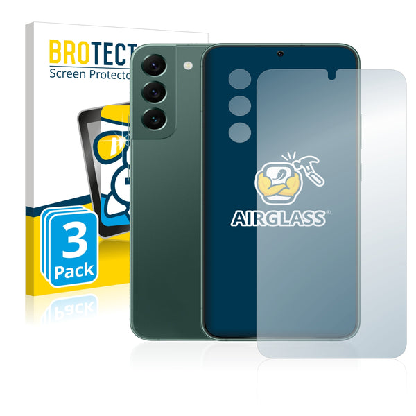 3x BROTECT AirGlass Glass Screen Protector for Samsung Galaxy S22 Plus 5G (Front + cam)