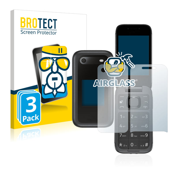 3x BROTECT AirGlass Glass Screen Protector for Nokia 2660 Flip (Front + Back)
