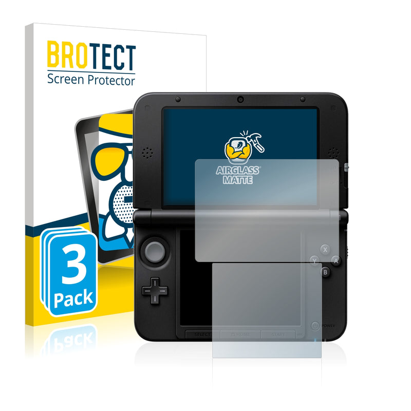 3x BROTECT AirGlass Matte Glass Screen Protector for Nintendo 3DS XL SPM7800