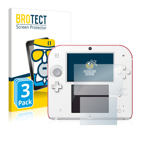 3x BROTECT AirGlass Matte Glass Screen Protector for Nintendo 2DS
