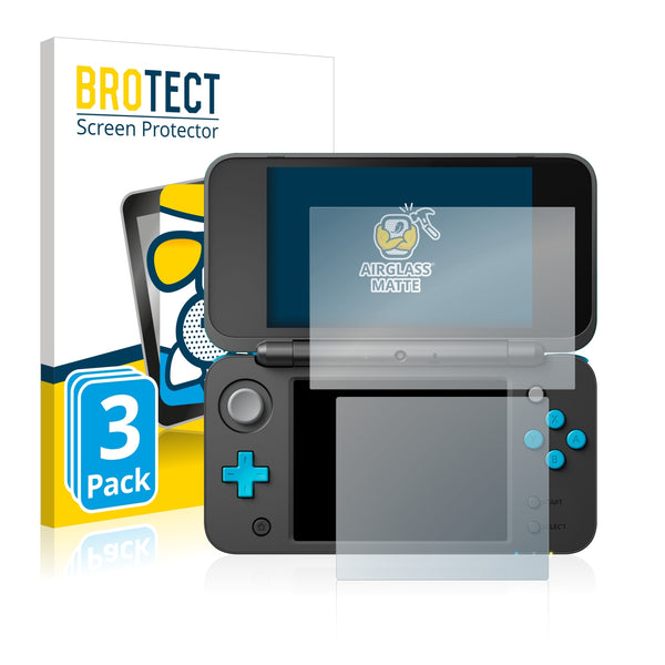 3x BROTECT AirGlass Matte Glass Screen Protector for Nintendo 2DS XL