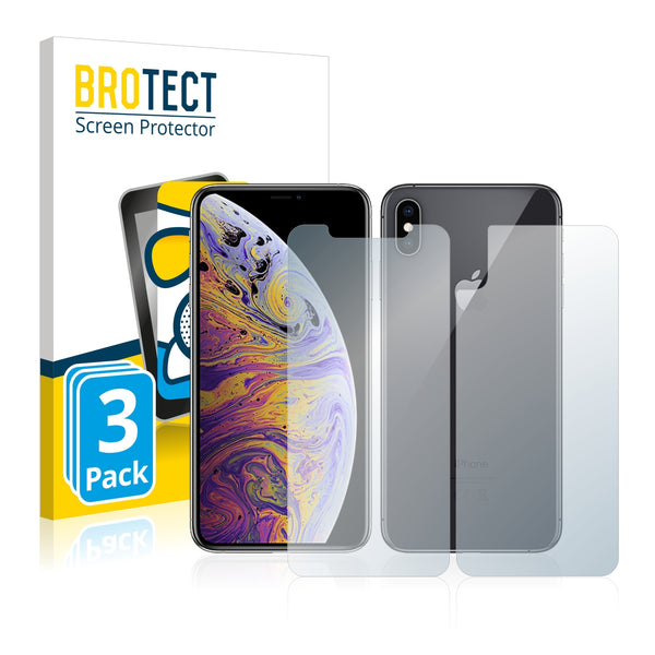 3x BROTECT AirGlass Matte Glass Screen Protector for Apple iPhone Xs Max (Front + Back)