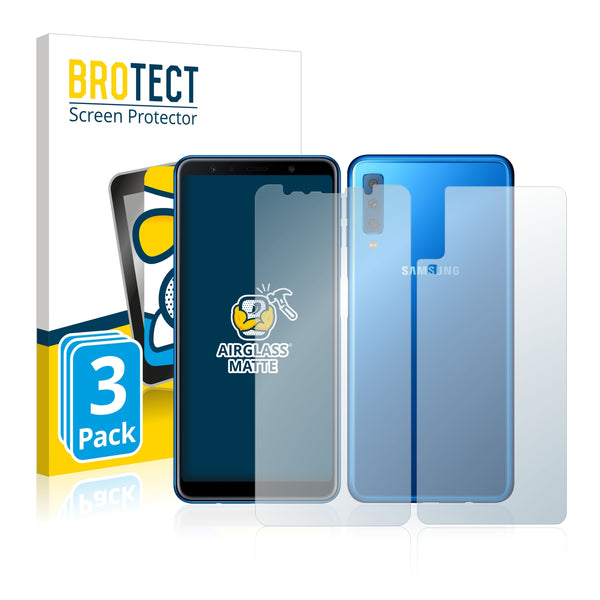 3x BROTECT AirGlass Matte Glass Screen Protector for Samsung Galaxy A7 2018 (Front + Back)