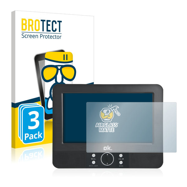 3x BROTECT AirGlass Matte Glass Screen Protector for Lenco DVP-939