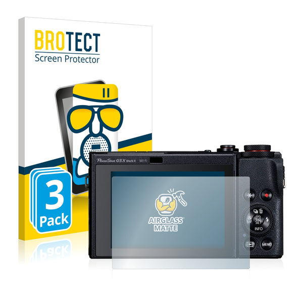 3x BROTECT AirGlass Matte Glass Screen Protector for Canon PowerShot G5 X Mark II