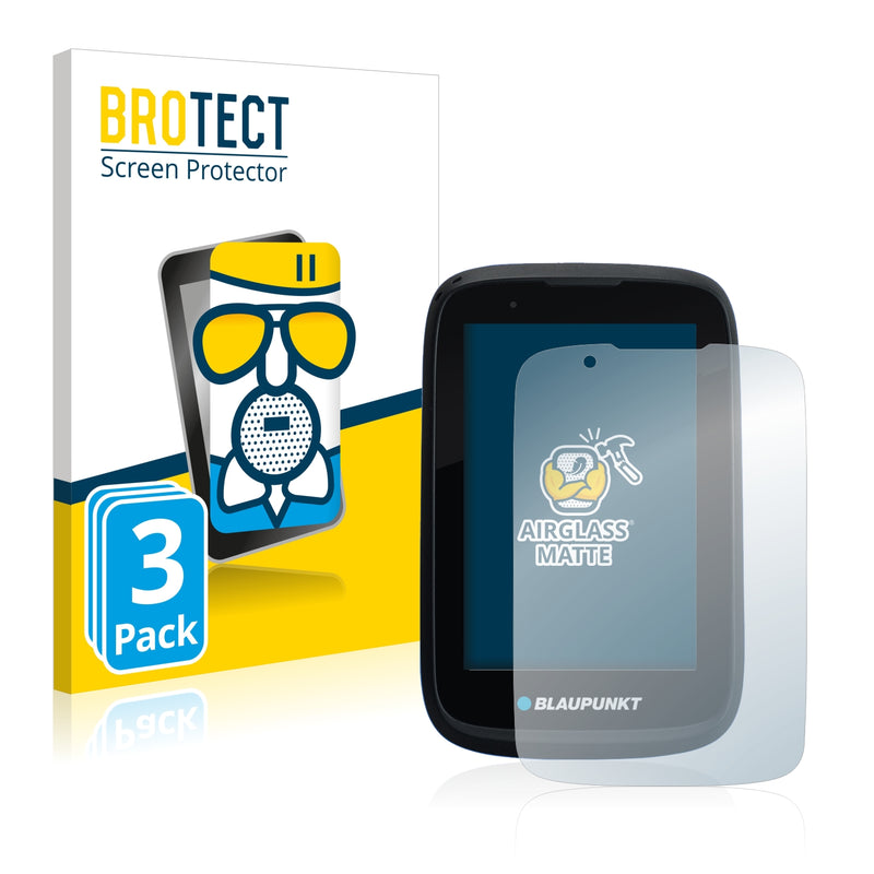 3x BROTECT AirGlass Matte Glass Screen Protector for Blaupunkt BikePilot 2 Plus
