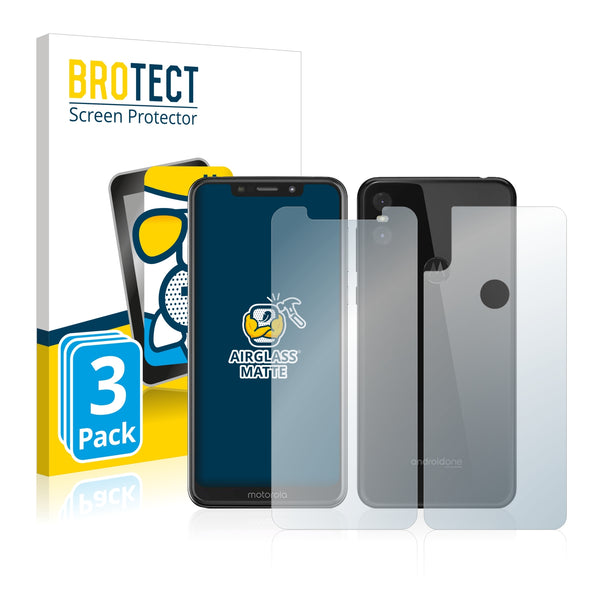 3x BROTECT AirGlass Matte Glass Screen Protector for Motorola One (Front + Back)