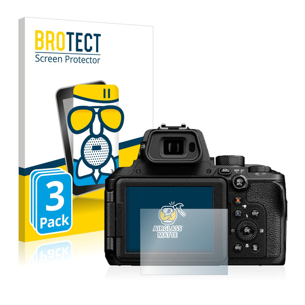 3x BROTECT AirGlass Matte Glass Screen Protector for Nikon Coolpix P950