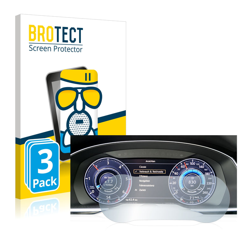 3x BROTECT Matte Screen Protector for Volkswagen Arteon 2017 Active Info Chockpit 12.3