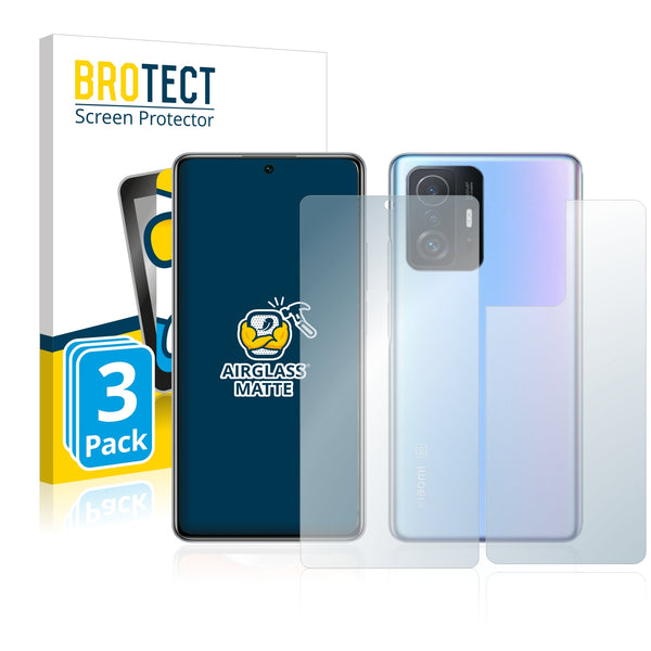 3x BROTECT Matte Screen Protector for Xiaomi 11T Pro (Front + Back)