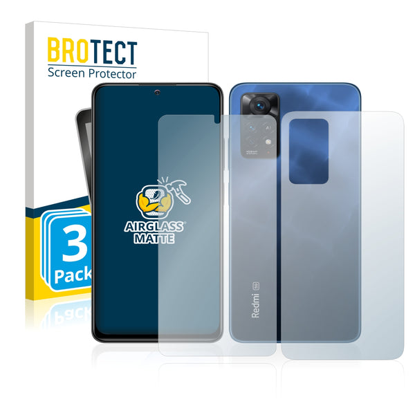 3x BROTECT AirGlass Matte Protector pantalla de cristal vidrio mate para  Xiaomi Redmi Note 11 Pro 5G (Trasero)