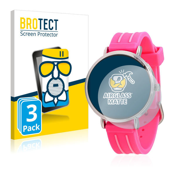 3x BROTECT AirGlass Matte Glass Screen Protector for Kiddus Children's Learning Watch